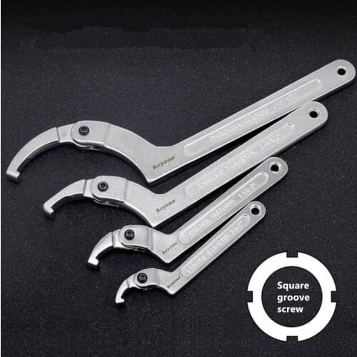 Chrome Vanadium Adjustable Spanner For Repair Tools Square Head and Round Head Hook Wrench Tool 7" 8" 12" 15" Hand Tool Set