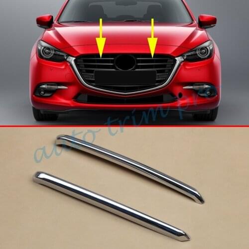 Chrome ABSParts Front Bumper Grille Grill Cover Trim Fit For Mazda 3 2017 2018 Accessories Decoration