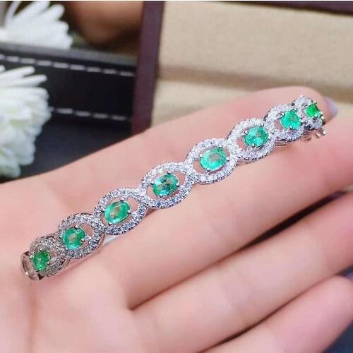 Emerald bangle Free shipping Natural real emerald For men or women 925 sterling silver