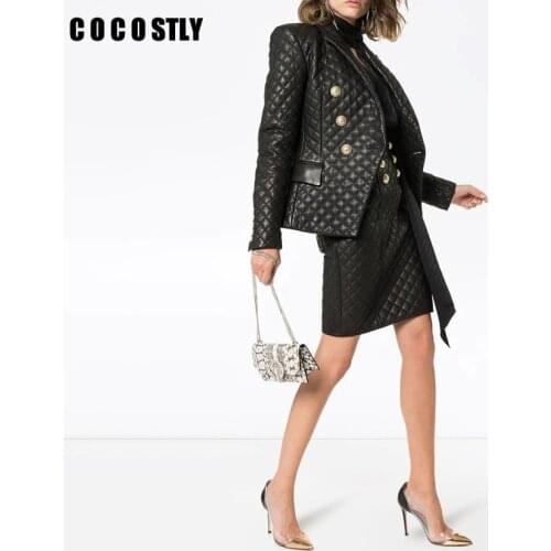 Two Piece Set Women Long Sleeve Black Jacket and Mini Skirt Pu Leather Plus Size Women Sets Jacket and Fashion Skirt Sets