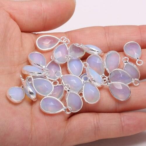 New Natural Stone Pendant Drop-shaped Opal Stones Faceted Pendant Necklace For DIY Jewelry Best Birthday Gift Size 10x14mm