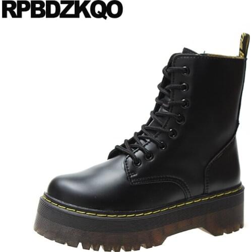 Elevator Military Women Ankle Boots 2021 Round Toe Muffin Black Lace Up Shoes Waterproof Platform Combat Flatform Cheap Red