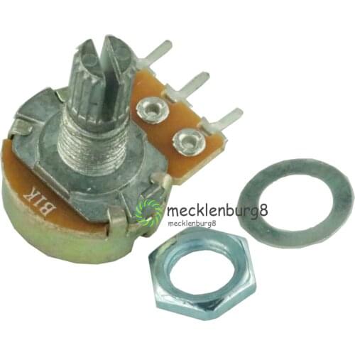 WH148 B1K linear potentiometer 3Pin shaft with nuts and washers Ohm Linear Cone rotary controls b1k