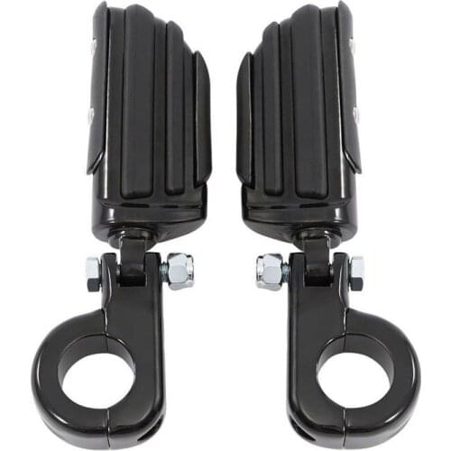 Motorcycle 32mm 1-1/4" Highway Engine Guard Footpeg Pegs Footrest Mount Clamps For Harley Touring Dyna Black