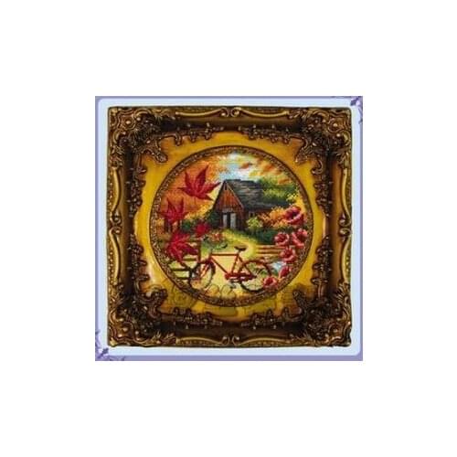 14/11/22/25/28/18/16CT counted cross stitch kit Autumn Scenery Flaming Fall Maple Leaf Leaves Cottage House Home dome 100104