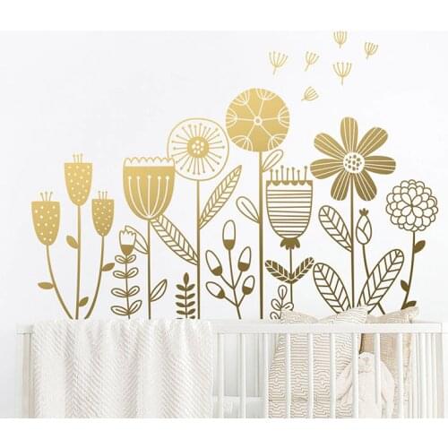 Flower Garden Wall Decal, Dandelion Decal, Girls Room Decals, Girls Nursery Decals, Flower Stickers, Flowers Wall DecorA13-014