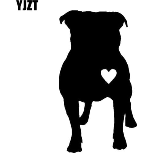 YJZT 7.7*14CM Pitbull Heart Vinyl Decal Creative Animal Window Decoration Car Stickers Black/Silver C6-1243