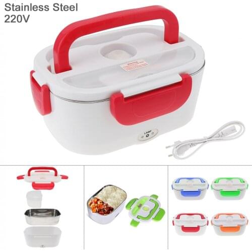 220V 1.5L Split-type Stainless Steel + ABS Portable Food Warmer Heating Keeping Electric Lunch Box with Spoon/EU Charging Line