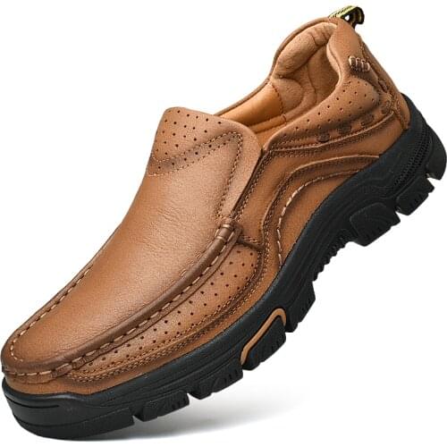 New Mens Genuine Leather Shoe Slip-on Loafers Men Leather Casual Shoes