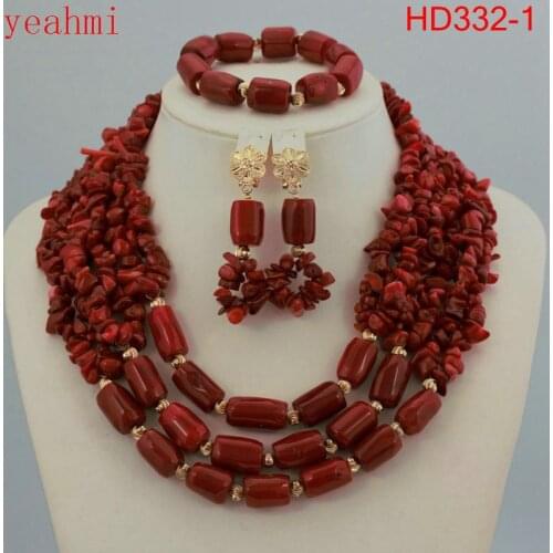 Latest Nigerian Wedding Jewelry Set Coral Jewelry Set African Coral Beads Jewelry Set Necklace+Earring+Bracelet HD350-1