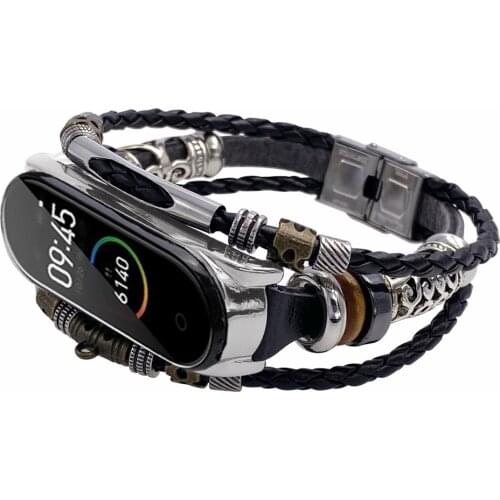 DIY Original vintage strap for Xiaomi mi band 3 watch strap ,xiao mi 4 bracelet, leather replace braceletfor mi band 3 Wristband