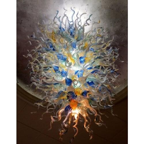 Hotel Big Lobby Decor Chandelier Multicolor Christmas Art Lamps Hand Blown Glass Chandelier Lighting