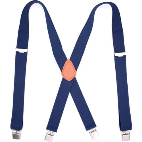 Navy blue Polyester Suspenders Adult Casual Suspenders X-back Shape Heren riemen Elastic Braguilles d homme 1.38*47.2in MBD8495C