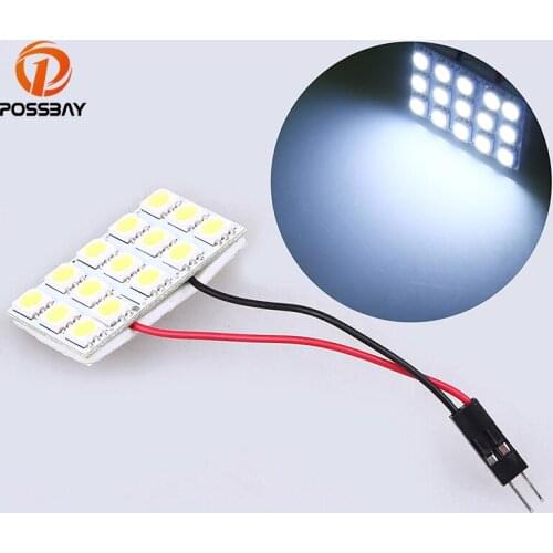 POSSBAY 10Pcs 5050 Car LED Panel Light Interior T10 BA9S 6/12/15/24 SMD Festoon White Light Source
