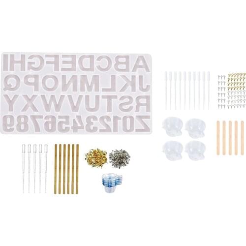 Durable 232pcs Resin Casting Alphabet Mold Letters Number Silicone Mould Epoxy Jewelry Pendant Crafting DIY Kits Tools Set