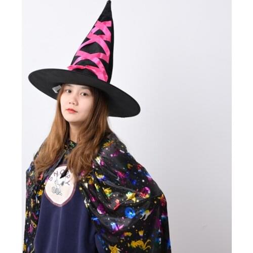 Masquerade Ribbon Wizard Hat Witch Hats Cosplay Halloween Costume Party Birthday Carnival Witches Adult Kids Top Hats