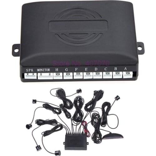 By dhl or ems 50 pieces car parking system 8 sensors,4 back sensors work while reversing,4 front sensors work while braking