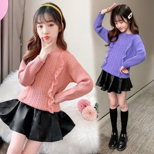 Girls' Round Collar Sweater 2020 Korean Style New Autumn and Winter Childrens Casual Sweater Babys Top Baby Sweater