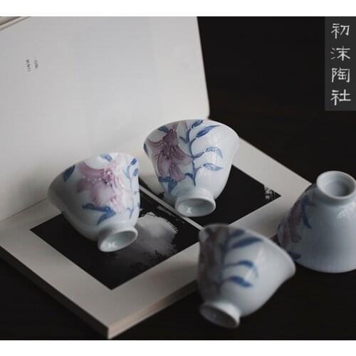 ★beginning of the jingdezhen has the field burning hand-painted teacup use ceramic masters cup sample tea cup tea cup