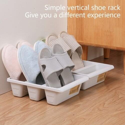 Simple modern Nordic style vertical economy slippers rack space home shoes storage