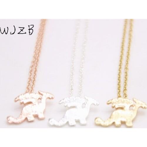 WJZB Fashion dinosaur pendant necklace.The dinosaur design of the popular animal necklace for woman