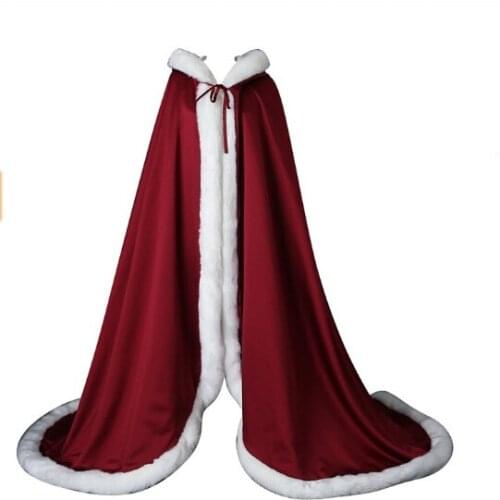 2018 New Romantic Winter Long Hooded Cloak Faux Fur Elegant Bridal Wraps Shawl Multicolor Women Wedding Coat Accessorie EE7777