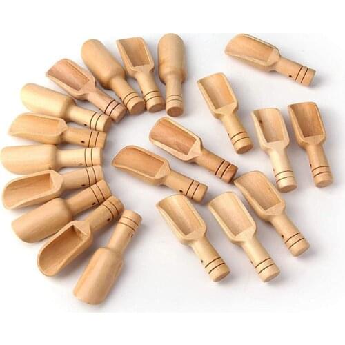 10Pcs Long Handle Wooden Spoon Salt Sugar Condiment Kitchen Utensil