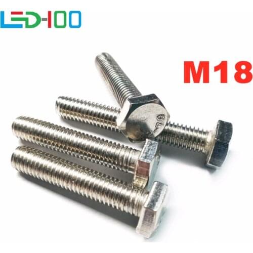 10Pcs M18 DIN933 304 Stainless Steel Hexagon Head Screws Outer Hex Bolt 40~220mm