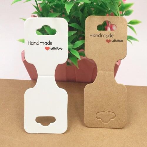 200pcs white/brown Kraft Paper Necklace Cards,Hand chain/Pendant Cards Handmade with love jewelry accessory Displays Cards