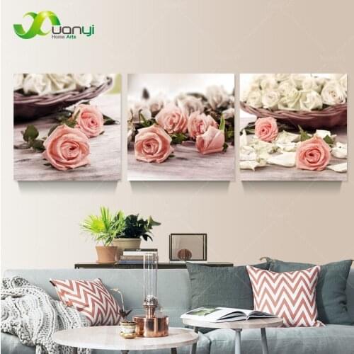 3 Panels Rose Flowers Canvas Oil Painting Home Decoration Wall Art Picture For Living Room Modern Prints Unframed PR1215