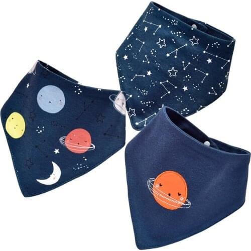 3pcs/lot High Quality Triangle Baby Bibs Cartoon Print Boys Girls Feeding Saliva Towel Newborn Cute Cotton Baby Bibs