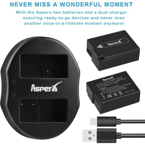 2Pack DMW-BLC12,BLC12E,BLC12PP,BLC12 Battery+Dual Charger/USB Cable for Panasonic Lumix FZ1000,FZ200,FZ300,DMC-GX8,G5,G6,G7,GH2