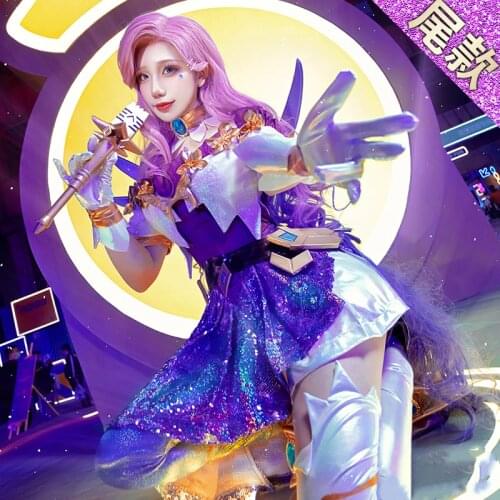 Anime LOL KDA Seraphine The Starry-Eyed Songstress Outfit Shinning Uniform Stage Women Cosplay Costume Halloween Free Shipping