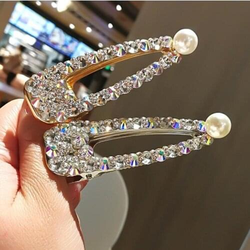 Boutique Korean Style Wome Accessories Pearl Rhinestone Gem Hair Clips For Women Hair Barrettes 1-2pcs/set Women Headdress