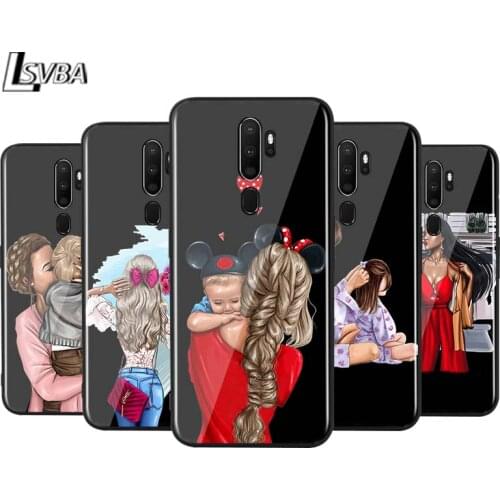 Fashion Super Baby Mom for OPPO Reno 2 Z 2Z 2F 3 4 Pro 5G F7 A5 A9 2020 Super Bright Black Phone Case Soft Cover Shell