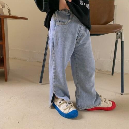 2021 Korea style girls boys denim pants autumn fashion kids long jeans pants 2-8 years