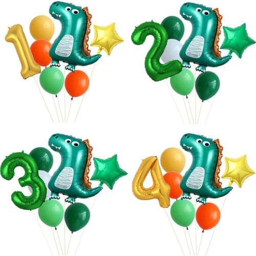 7pcs/set Dinosaur Foil Balloons Boys Animal Balloons Happy Birthday Balloon Baby Kids Birthday Party Jurassic World Decoration