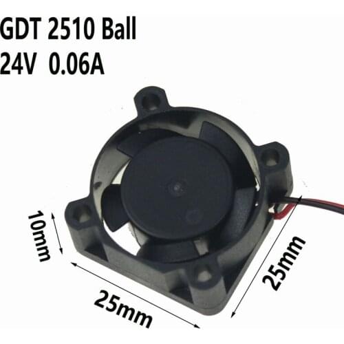 Gdstime 5 pcs 24V 25x25x10mm Mini Radiator 2Pin Connector 2.5 Dual Ball 2510 DC Brushless Fan 25mm x 10mm Cooling Cooler