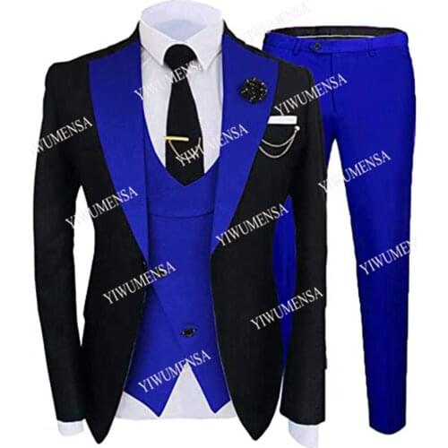 Royal Blue Smoking Business Mens Blazers Formal Evening Prom Party Wedding Suits Costume Homme Mariage Tailor-Made Tuxedos 2021