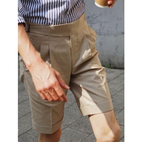 Summer 2020 Americana Kaji American retro silhouette loose quarter pants mens cotton Gurkha Bermuda Casual trousers