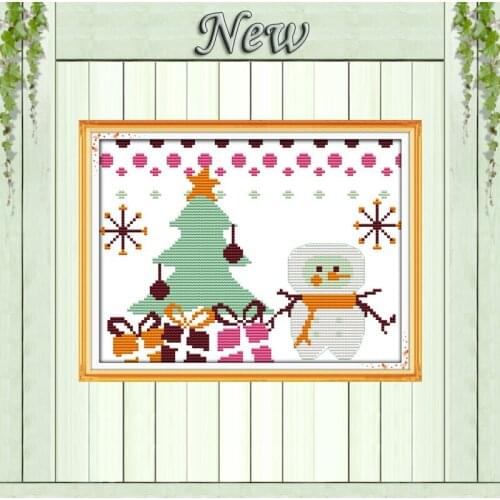Lovely Christmas snowman home decor paintings counted print on canvas DMC 14CT 11CT Cross Stitch Needlework Sets Embroidery kits