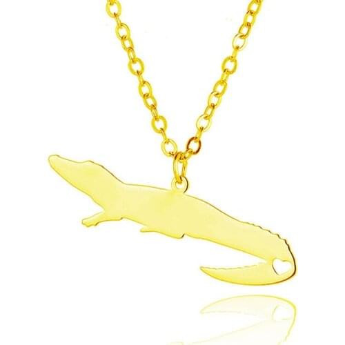 Trendy Stainless Steel Crocodile Necklace Crocodile Pendant Necklace Pet Memorial Jewellery Gift