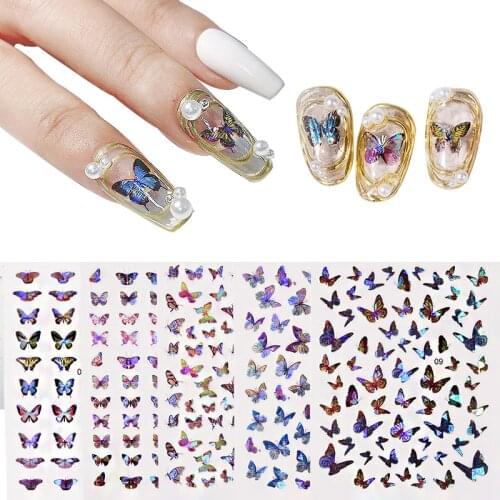 1/2pcs Colorful butterfly fantasy 3D Back glue Nail decal Nail sticker Nail decoration Nail art Nail tool Nail ornament Sticker