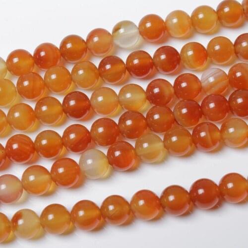 Natural Carnelian Red Agate Gemstone 4 6 8 10 12mm Multicolor Round Loose Beads DIY Accessories for Necklace Bracelet Jewelry