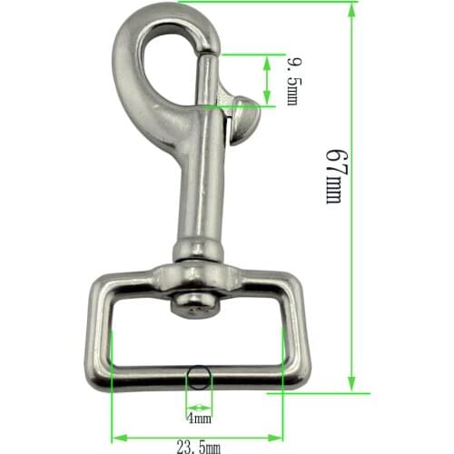 Stainless SUS304/316 Single Square Eye Snap Hook with Square Ring for Bag, dog Leach Marine Hardware 10pcs 66mm 73mm