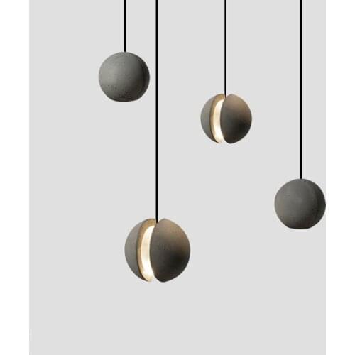 Nordic Industrial Wind Star Moon Chandelier Creative Cement Ball LED Decor Hanging Lamp For Bar Restaurant Bedside Living Room