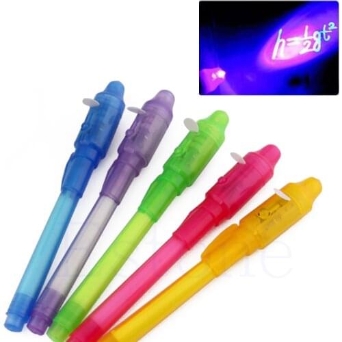 NEW 2 In 1 UV Black Light Combo Creative Stationery Invisible Ink Pen 652E