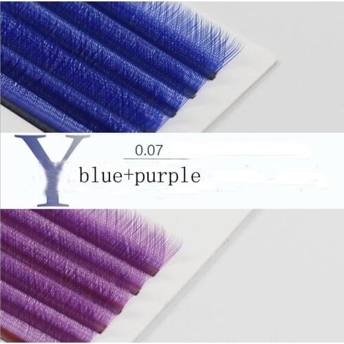 2019 new Blue and purple yy type eyelash extention love net braided y-shaped eye lash color auto flower super soft mink cilia