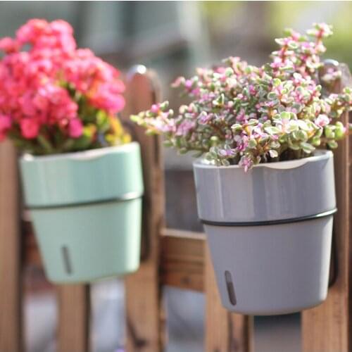 New Wall Hanging Plant Flower Pots Watering Pot Automatic Water-absorbing Flower Pot Plastic Planter Basket Garden Home Decor