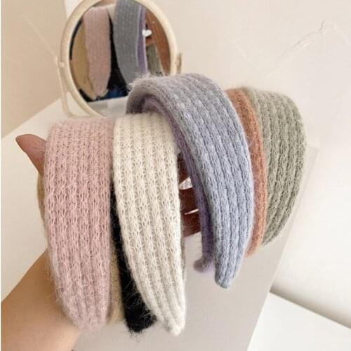 New Winter Knitted Headband Women Warm Handmade Hairband Girls Fashion Solid Turban Center Knot Casual Hair Accessories